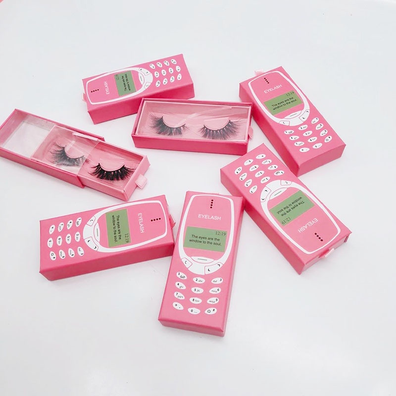 OEM custom logo eyelash phone packaging for  fluffy faux mink  eyelashes  private label cell phone eyelash case