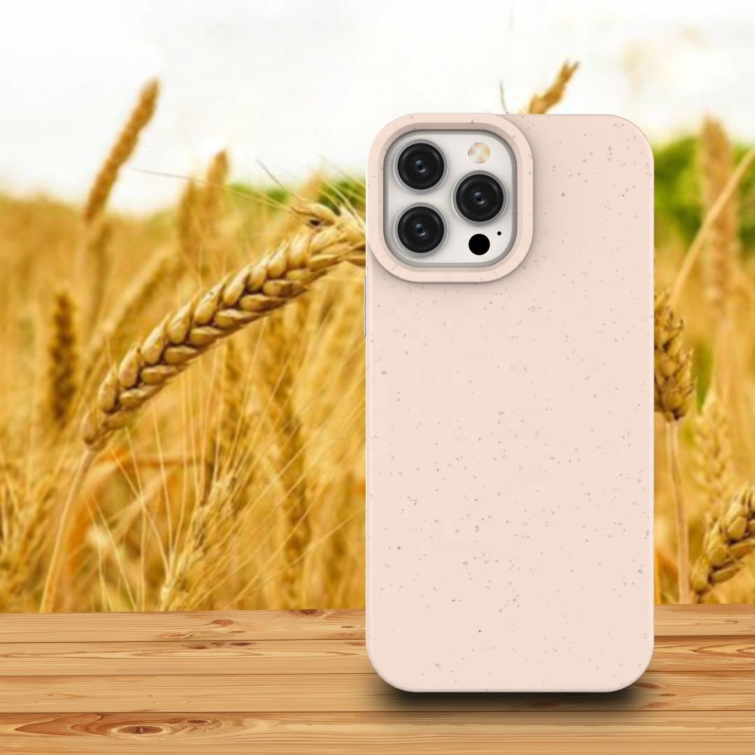 Custom yellow eco friendly 100% biodegradable composed wheat straw phone case for iphone 12 pro max