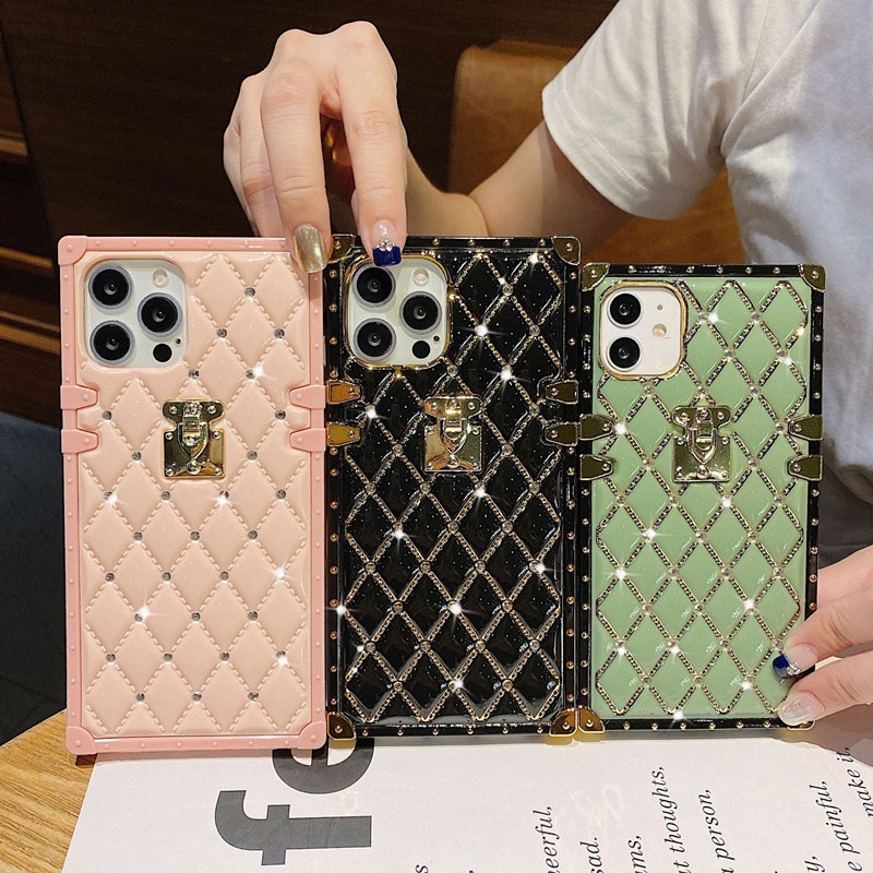 Luxury fashion all-inclusive soft shell PU mobile phone case for iPhone13 12 11 XR XSMax square phone cover mobile phone bags