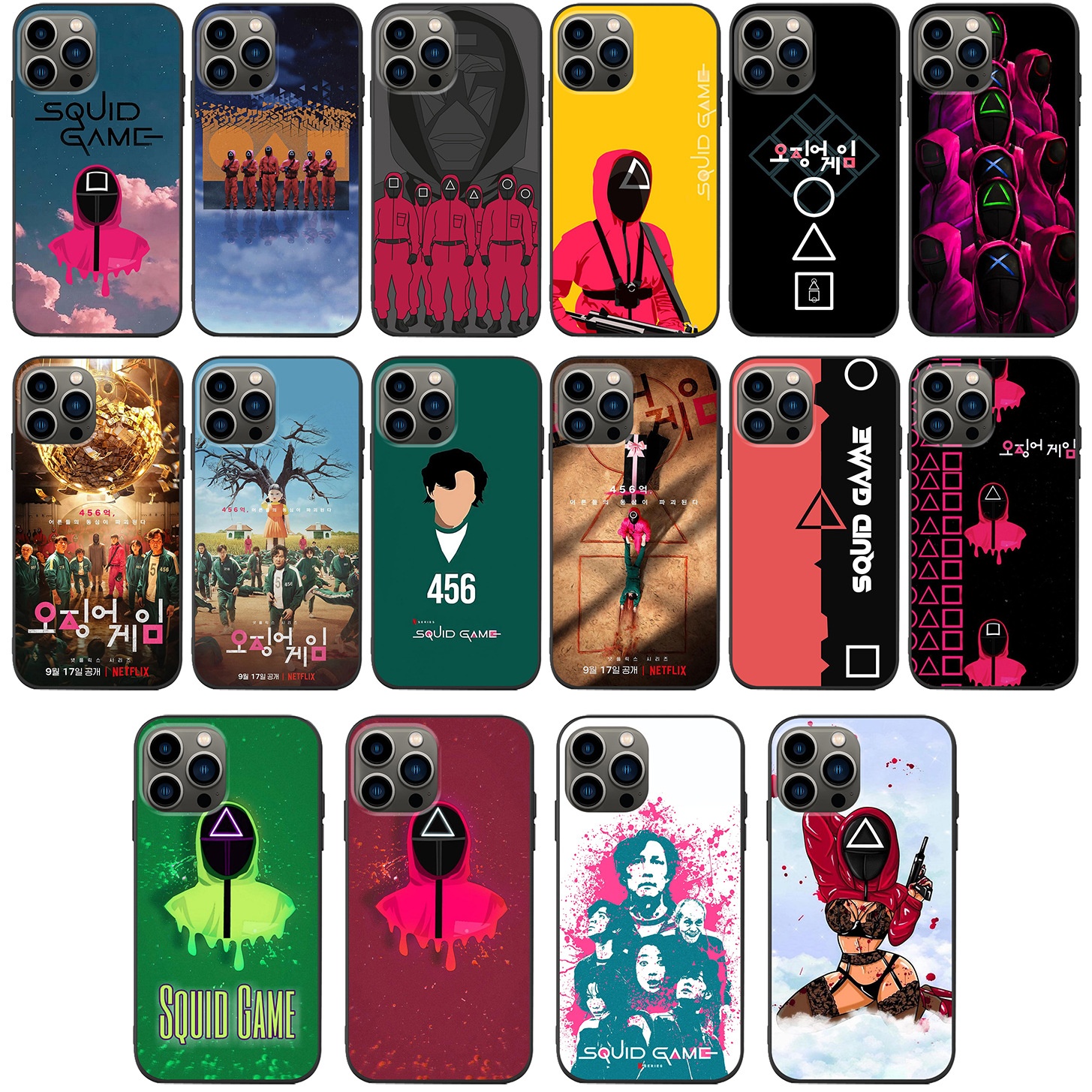 Hot selling custom popular tpu shockproof squid game cell phone case for iPhone 11 12 13 mini pro max