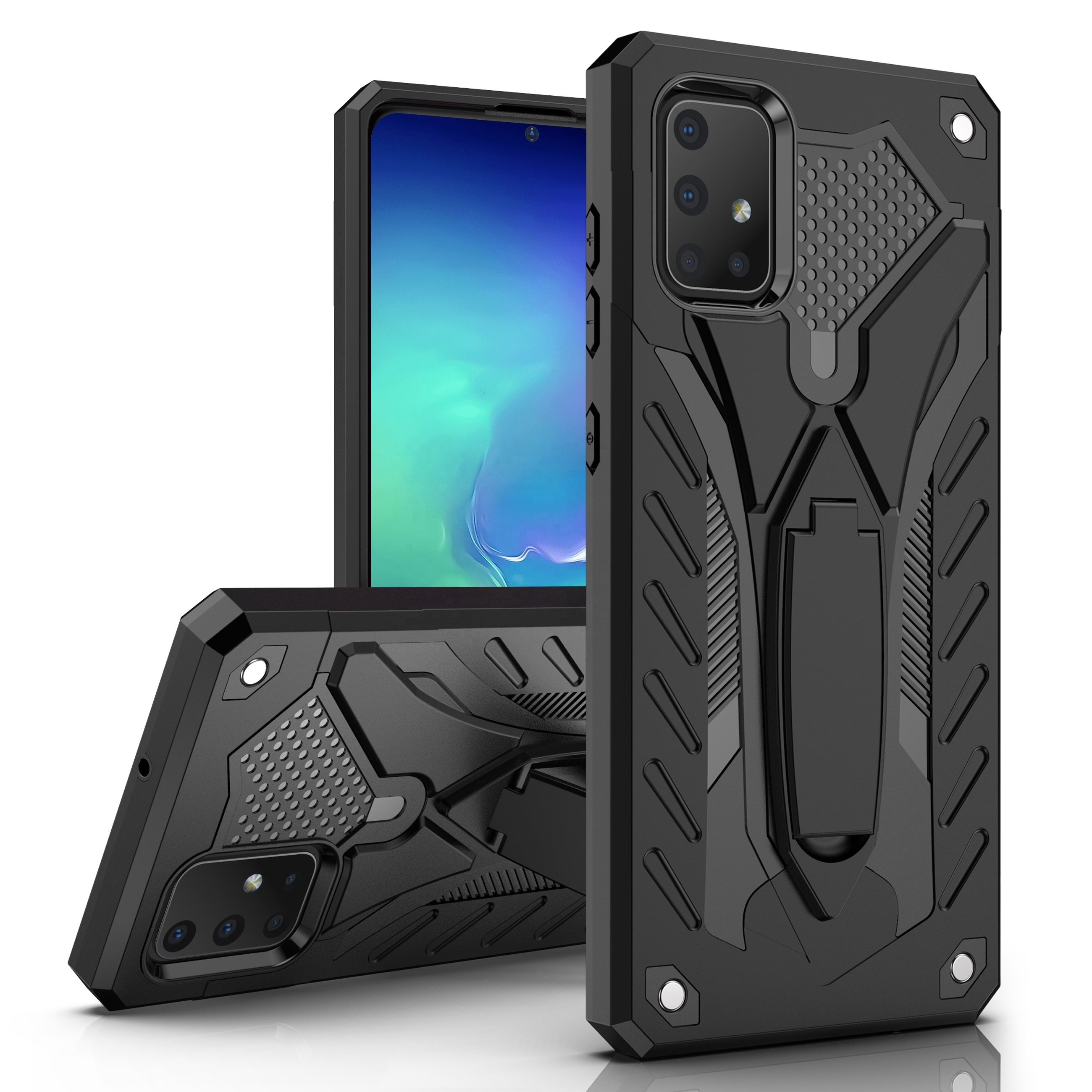 ZHIKE Luxury Shockproof PC TPU Kickstand Anti-drop Cell Phone Case for Samsung Galaxy A51 A71