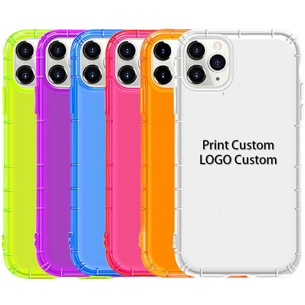 Custom Logo Shock Proof Durable TPU Fluorescent Neon Mobile Phone Case For iPhone 11 12 Pro Max XR XS