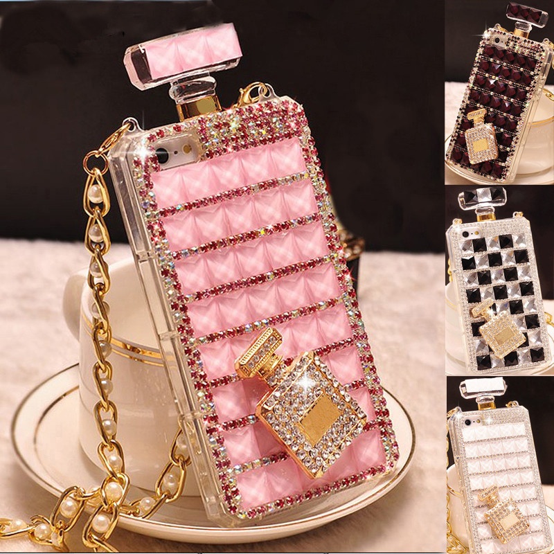 Fashion Luxury Bling Diamond Rhinestone Perfume Bottle Phone Case for iphone 11 12 13 pro samsung  S7 edge S8 S9 S10 S20 note10