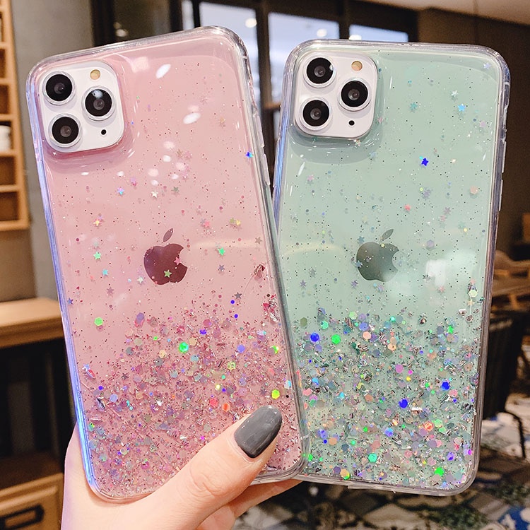 For iPhone Glitter Case, Bling Sparkle Sequin Shockproof Cover for iPhone 12 Pro Max 11 XR Clear Phone Case for iPhone 13 Case