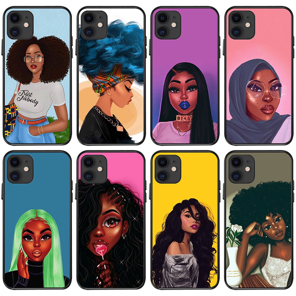 12 6.1 2020 TPU UV Fashion Black Girl Black Mobile Phone Cases for Apple IPhone 7/8Plus  XR Xs Max  11Pro 11 Pro Max Case
