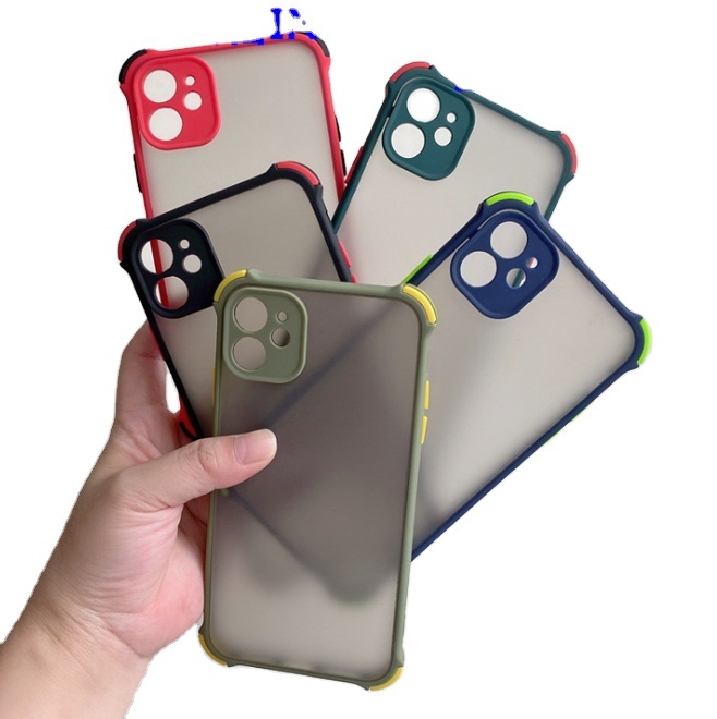 Contrast Color Four corner Back Cover TPU PC  Matte Frosted Phone Case For Tecno Camon 15 12 16 Tecno Spark 4 5  POUVOIR 4
