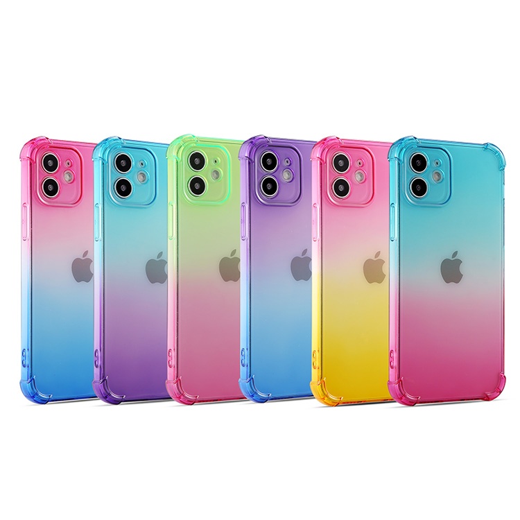 Transparent Phone Case For iPhone 11 Pro max Rainbow Colors Phone Case For iPhone 12  Pro 6.1 Mobile Phone Bags