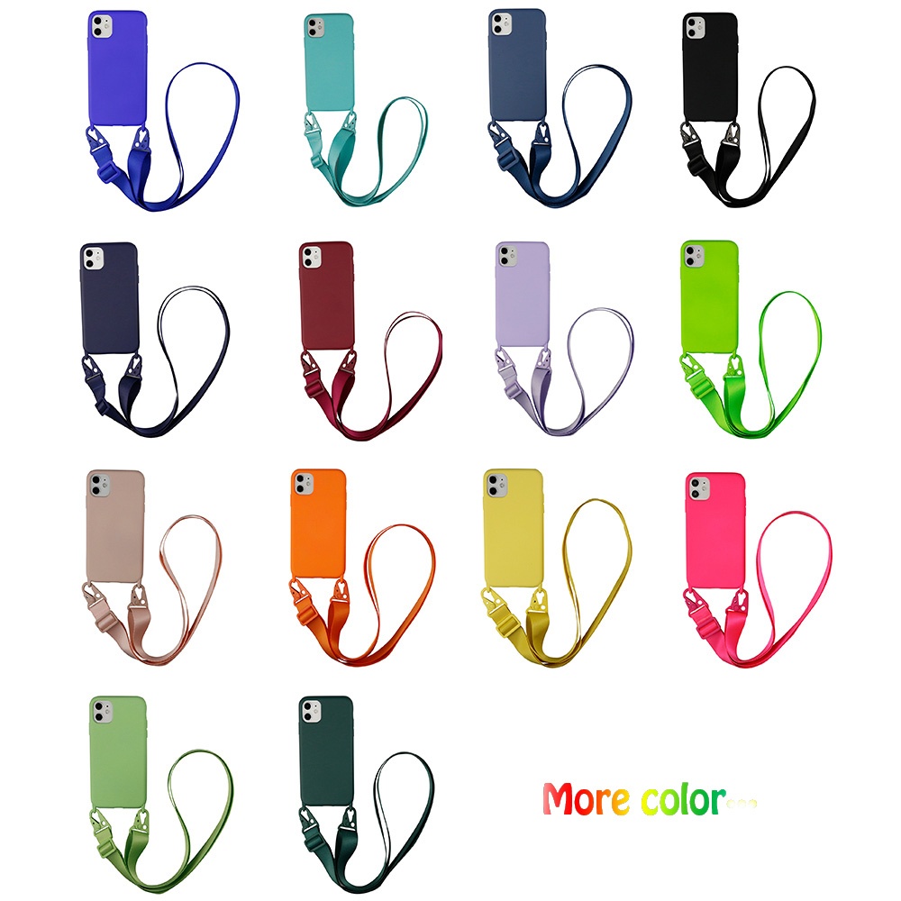 Silicone Necklace Phone Case With Lanyard for iPhone 13 12 11 pro xs max 7 8 plus CrossBody Shoulder Neck Strap Rope Cord Cover