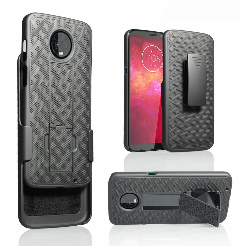 New product Pc hybrid phone case back cover for moto z3 play kickstand case