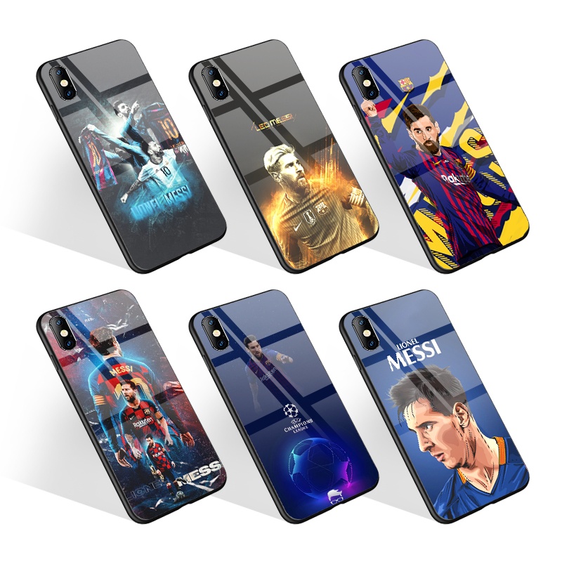 Customized Hard Tempered Glass Lionel Messi Football Mobile Phone Case for iPhone 12 Pro Max Casing for Samsung S21 A22 5G