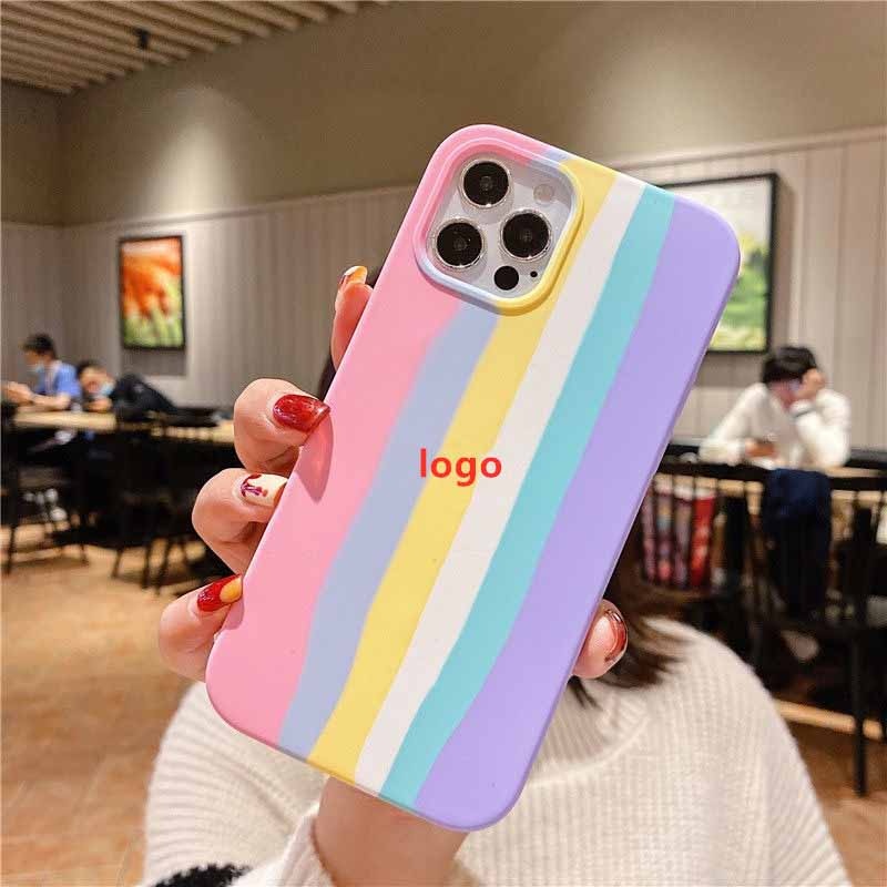 Custom Printed IMD Protective Liquid Silicone Rainbow Phone Case For iPhone 12 11 Pro Max Case Cover for iphone 13
