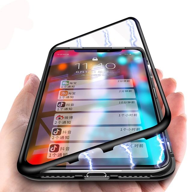 2021 Luxury 360 Degree Full Cover Tempered Glass Protector Flip Magnetic Metal bumper Phone Case For iPhone 13 Pro Max