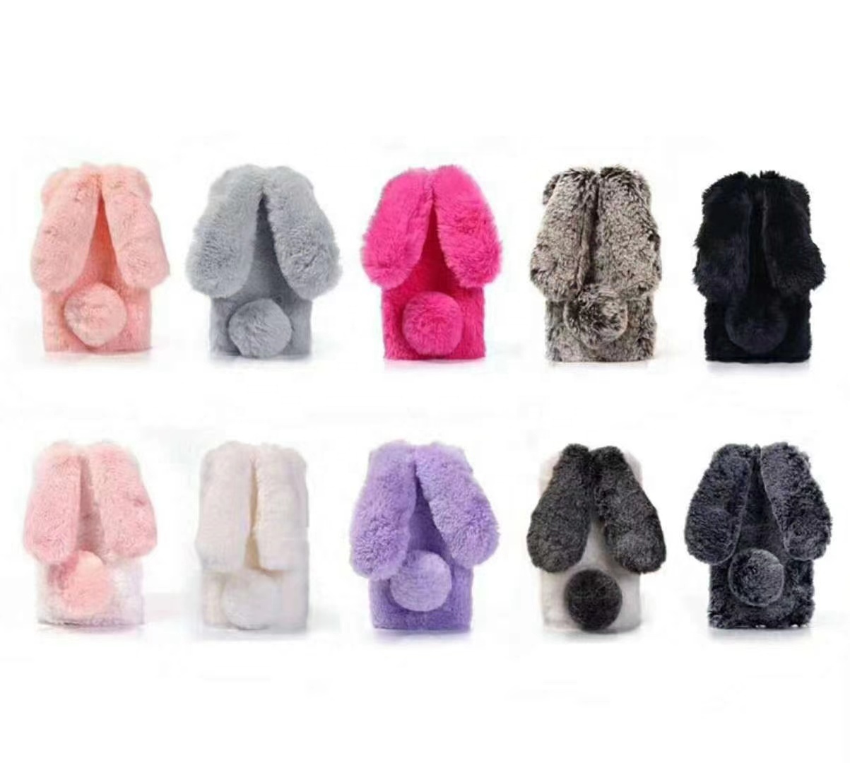 Best selling bunny ears fluffy plush warm phone case soft tpu material phone case