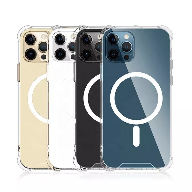 for iphone 12 pro max Shockproof transparent clear TPU magnet phone case mobile phone case waterproof clear case with magnet