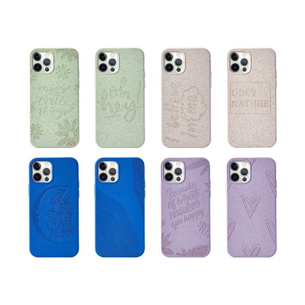Eco Friendly Wheat Straw 100% Recycled Compostable Laser Engraved Fully Biodegradable Cell Phone Case For iPhone 12 13 Pro Max