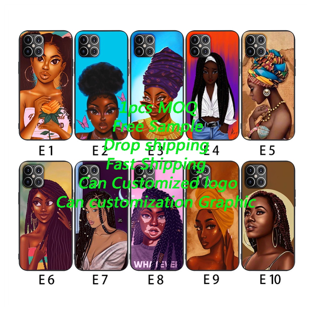 Cartoon painting black girls Soft Mobile Phone Case For iPhone 12 pro