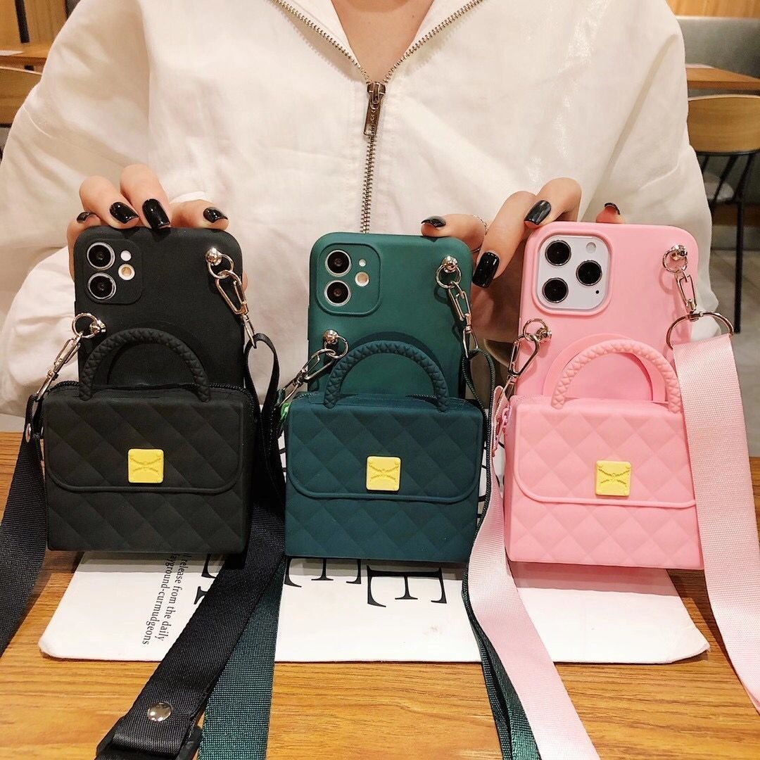 INS Hot Sell New Cartoon Zipper Wallet Mobile Phone Case 12 Pro Max Silicone Coin Wallet Purse Lady Luxury  Bag Cover Cases