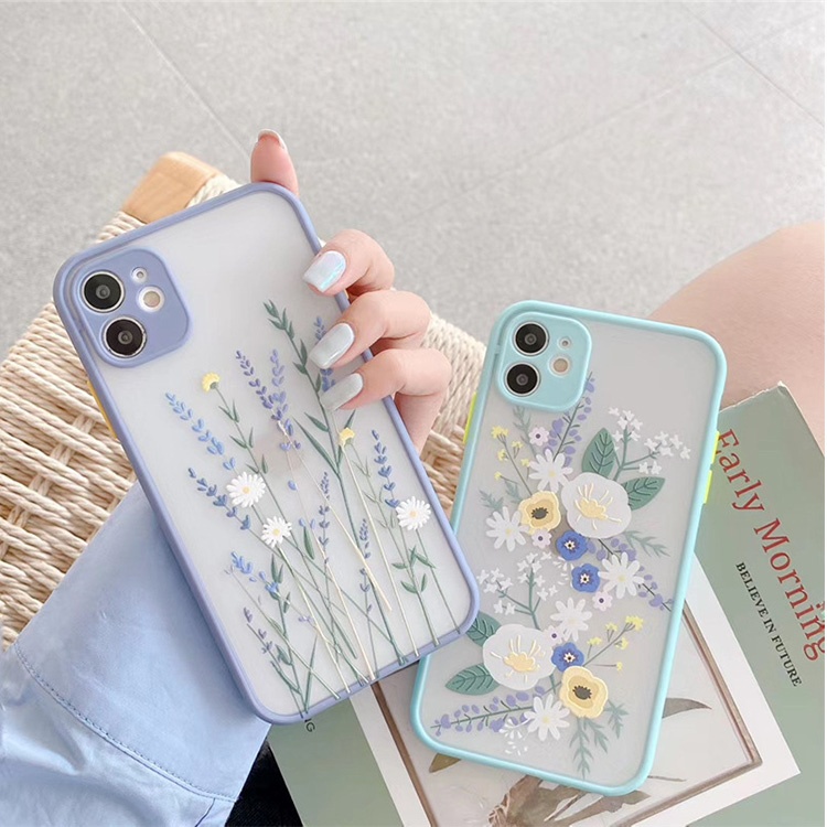 Creative Frosted Flower Phone Case For iPhone 11 12 Pro Max XR XS Custom design Mobile Covers