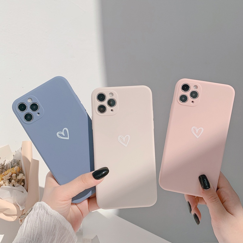 Cute Love Heart Phone Case For Iphone 13 12 Matte TPU 11 Pro Max Xs XR X 12mini 12mini 7 8 Plus SE Cover