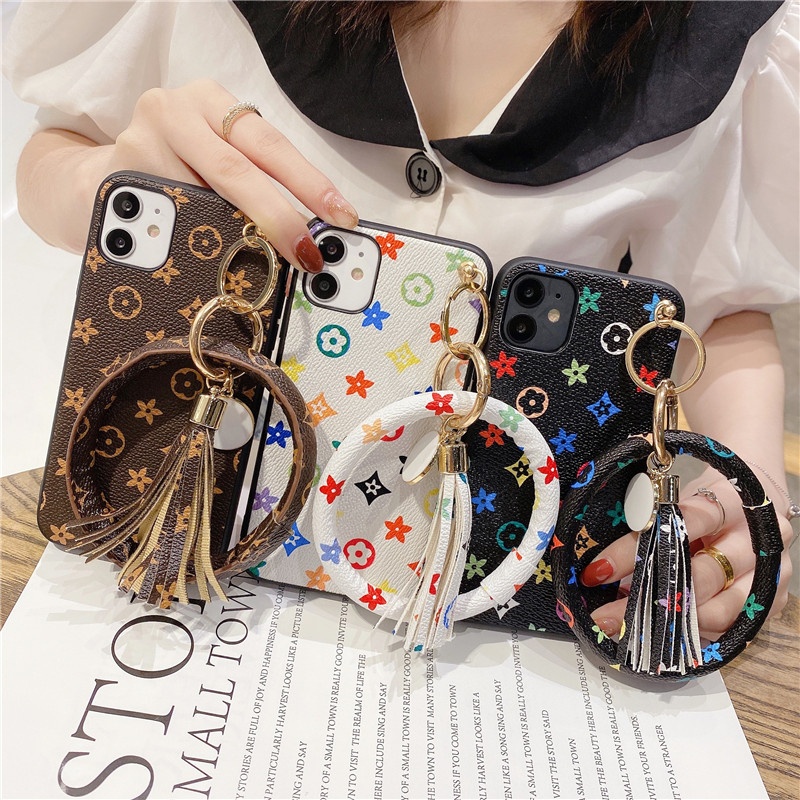 Phone Case with Chain Wrist Ring Women Girls Luxury Designer Mobile Cover Cases For iPhone 13 12 11 pro max xs max xr x
