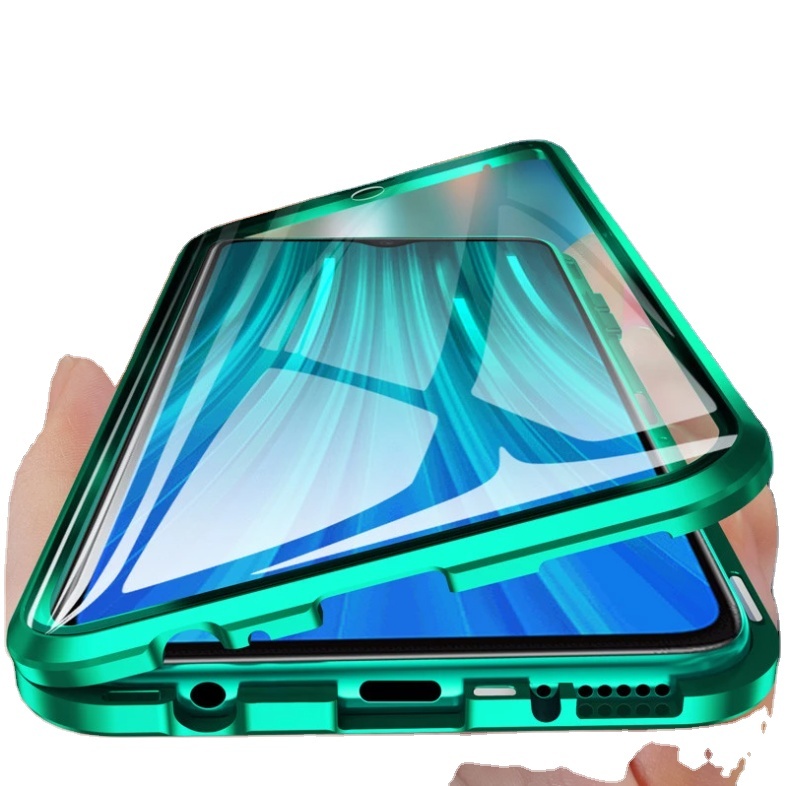 360 Magnetic Double Mobile Phone Bag for Redmi Note 10 Pro Magnetic Mobile Phone Case For Xiaomi Note 8 Pro Tempered Glass Cover