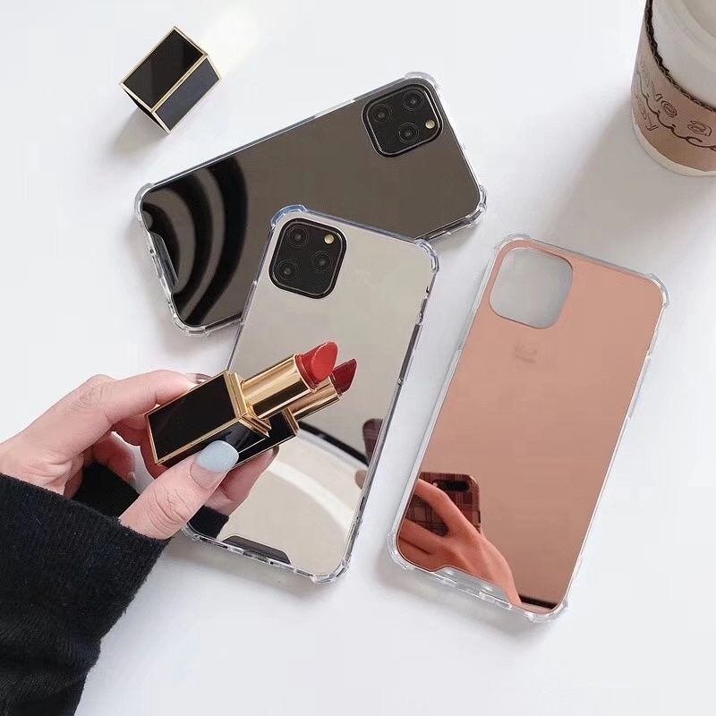 TPU Clear Four Corner Shockproof Bumper Back Cover Makeup Mirror Phone Case for iPhone 11 Pro Max