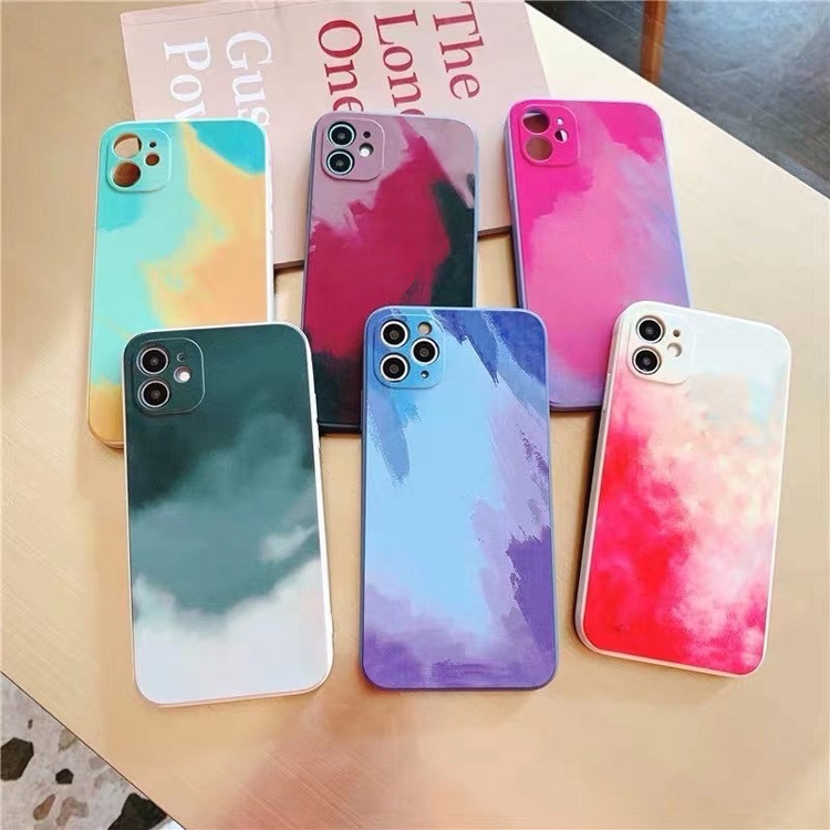 Luxury Watercolor Soft silicone TPU Colorful Shockproof sublimation Cell Phone Case back Cover For iPhone 12 Pro Max 13 X XR