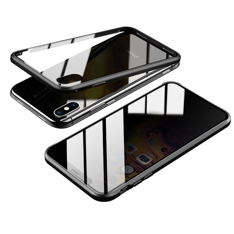 Ultra thin Aluminum tempered glass phone case,magnetic case for iphone 11 plus/7/8/X/XS/6/6S