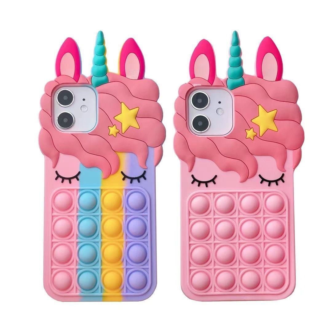 Stress Relief Unicorn Phone Case Soft Silicone Push Bubble Cell Phone Case For iPhone 12 pro max 11 pro For Samsung s21