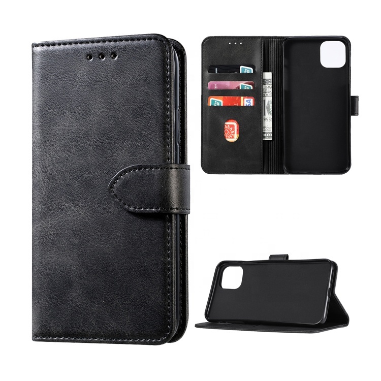 Card Insert Wallet Pu Top Grain Leather Phone Case For Iphone 11 12 Pro Max