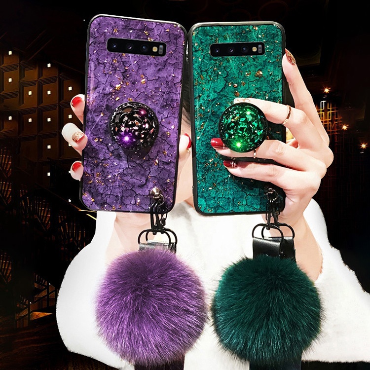 Luxury Marble Epoxy Bling Ring Phone Cover Case For Samsung S8 S9 Note 8 Note 9 S10 S10 Lite S20 S21
