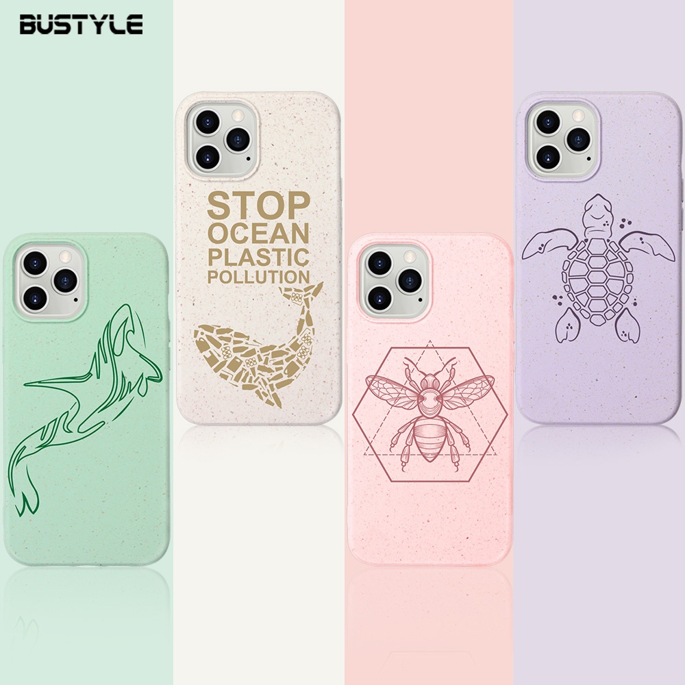 Customization Logo Designers Wheat Straw Compostable Biodegradable Eco Friendly Recycled Phone Case For iPhone 11 12 13 Pro Max