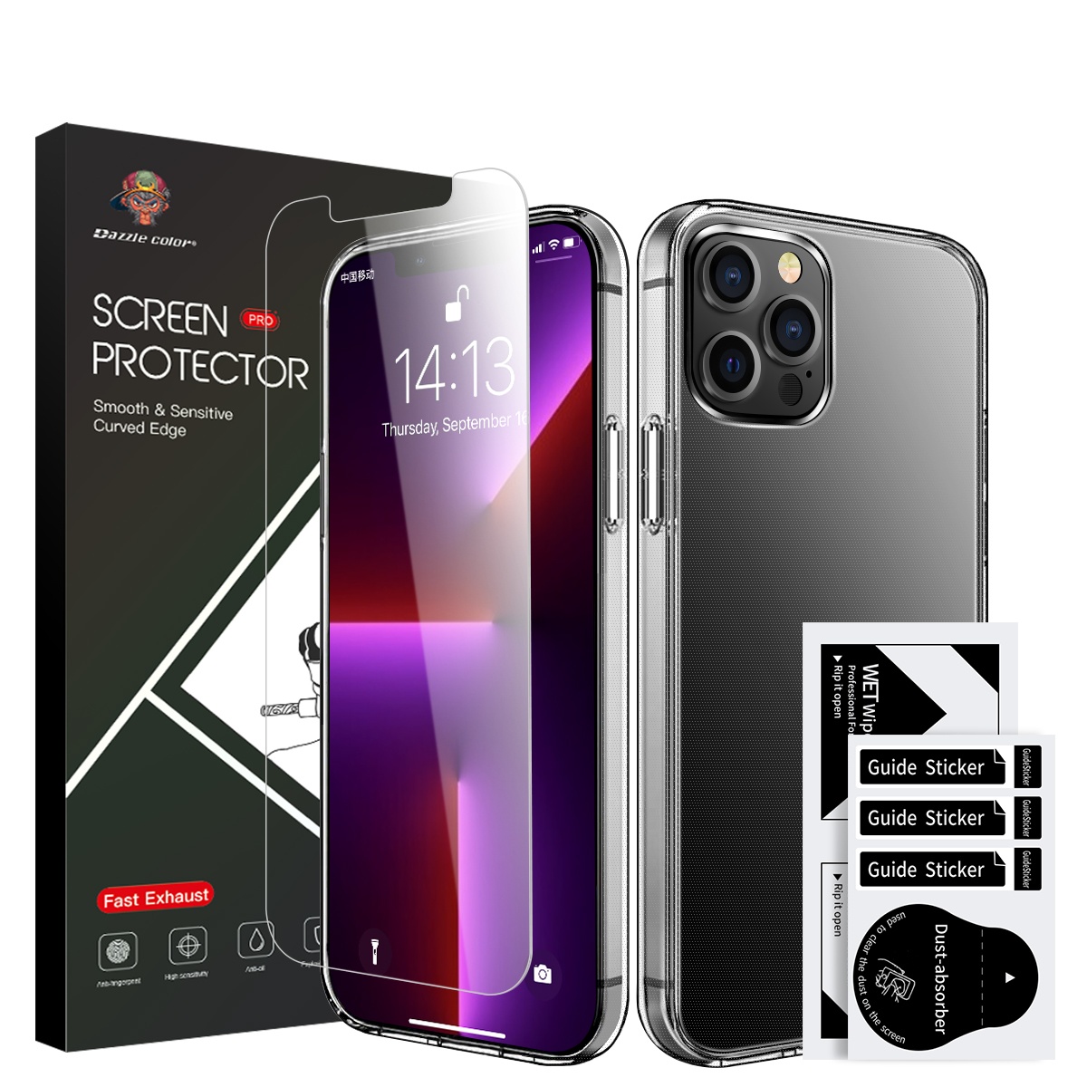 Hot Sale Transparent Soft TPU Phone Case with Glass Screen Protector for iphone 13