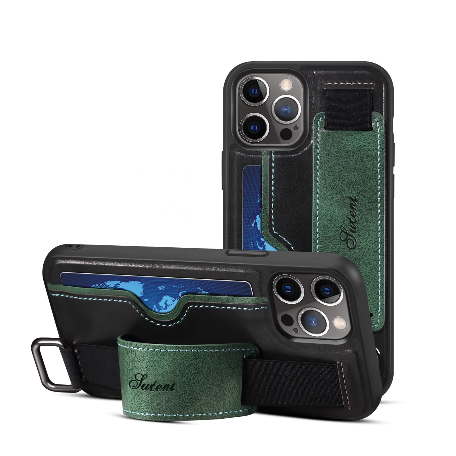 Wholesale Price Shockproof Business Phone Case for iPhone 13 Pro Max Cover  with Wrist Strap Wallet Slide Card Slot