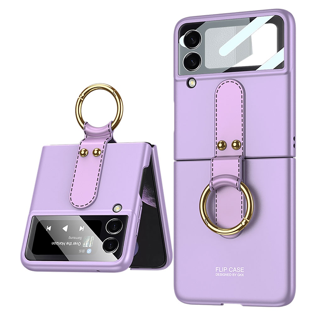 2 in 1 Metal Ring Mobile Phone Case 360 Full Protection Cover for Samsung Galaxy Z Flip 3 Fold Phone Cover for Women Girl Lady