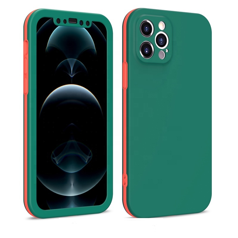 Double Color Soft TPU+PC 360 Protective Shell Lens Protection Mobile Phone Case For Iphone 12 Pro Max Back Cover