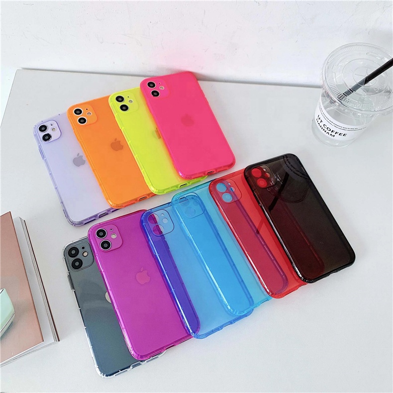 Candy Color Soft Silicone Phone Case For iPhone 12 11 Pro XS Max X XR 6 7 8 Plus SE 2020 Ultra thin Transparent Back Cover Cases