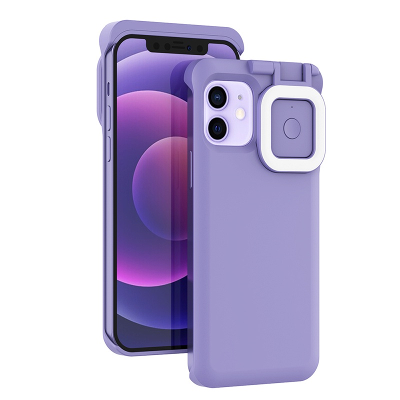 2021 New Arrival Led Selfie Fill Light Phone Back Cover Ring Light Mobile Phone Case For Iphone 12 Pro Max
