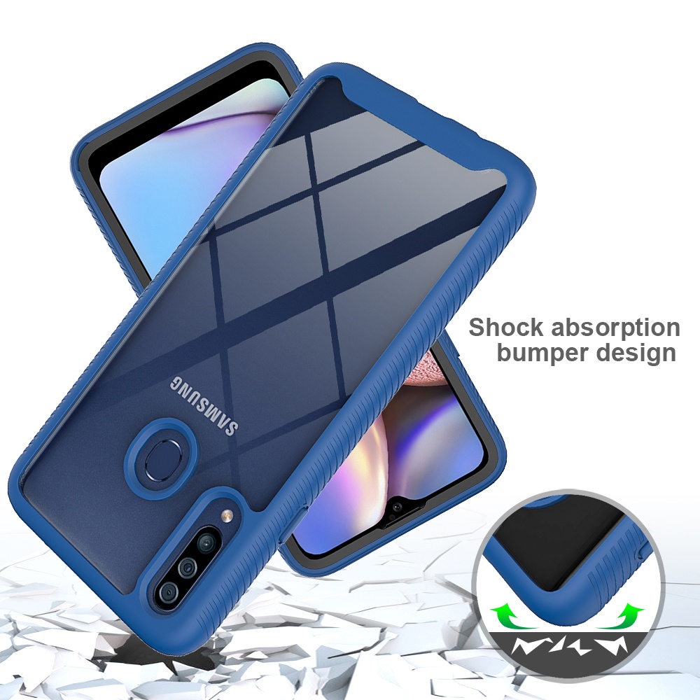 For Samsung A20s Hybrid Case, Anti Shock Transparent Back Phone Case for Samsung Galaxy A20s with Front Cover