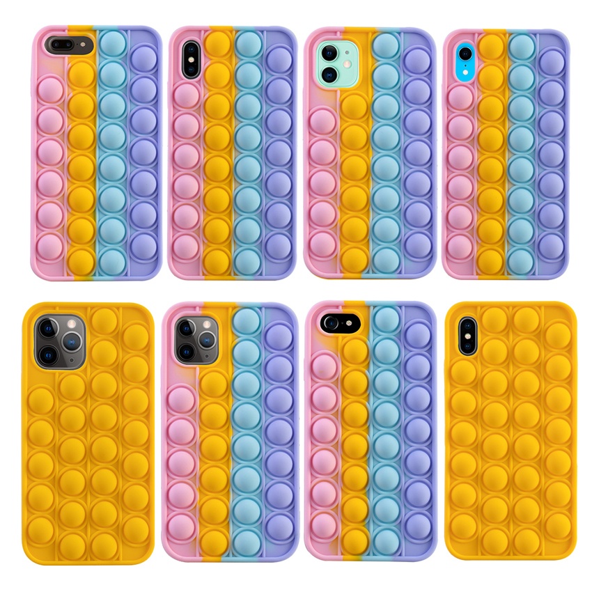 Push Pop Fidget Toys Fashion Rainbow  Phone Case For Iphone 13 13pro 13promax 7 8 Plus X XR XS 11 12 Pro Max