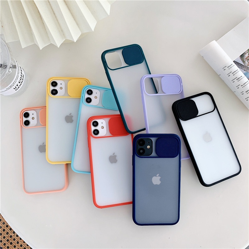 Lens Slider Camera Protection Phone Case for iPhone 12 Frosted Matte Mobile Cover Cell Phone Case for iPhone 11 Pro Max