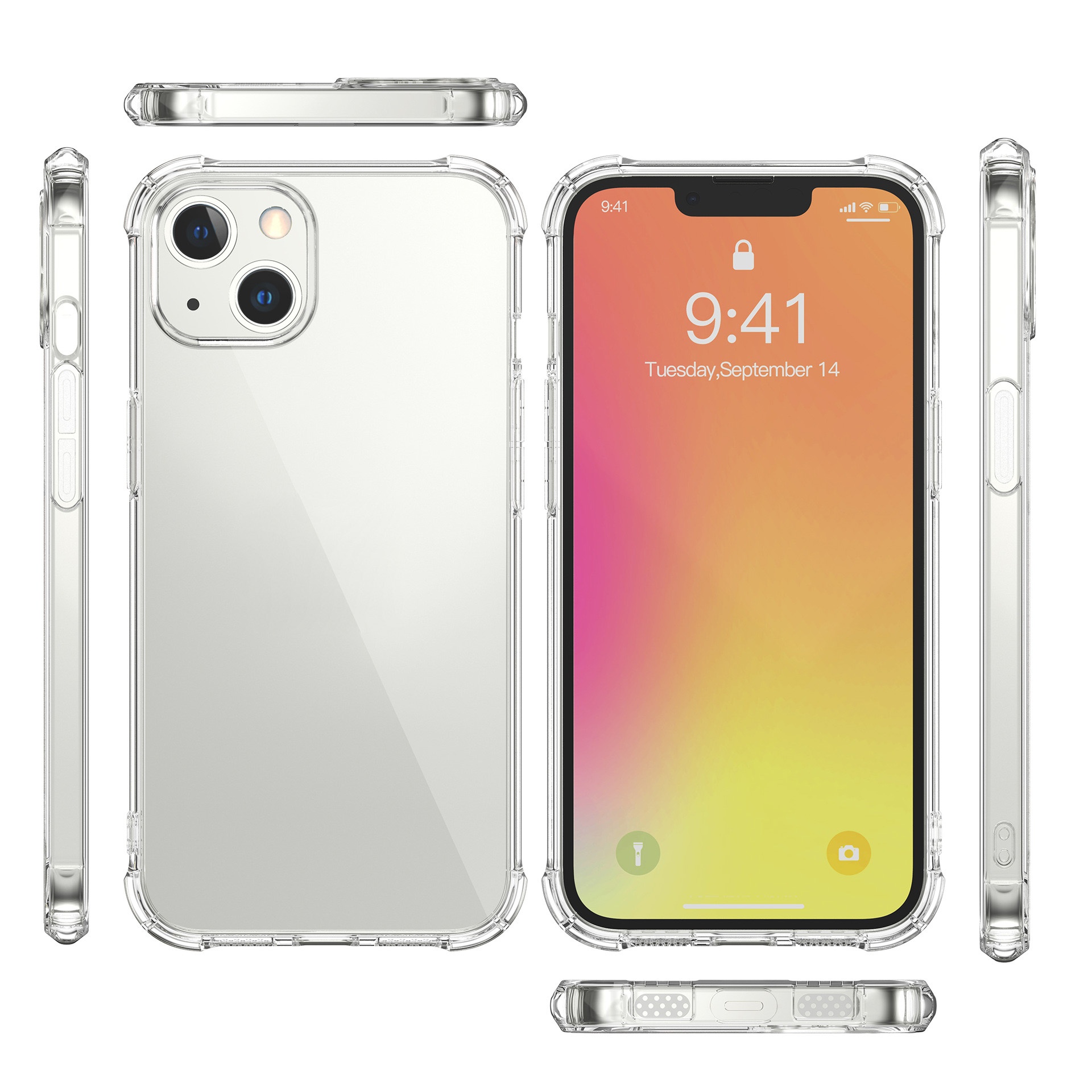 Crystal Clear Shock Absorption Protective mobilephone Silicone TPU Cover Shockproof phone Case for IPhone 13 12 11 X 7 8 6G