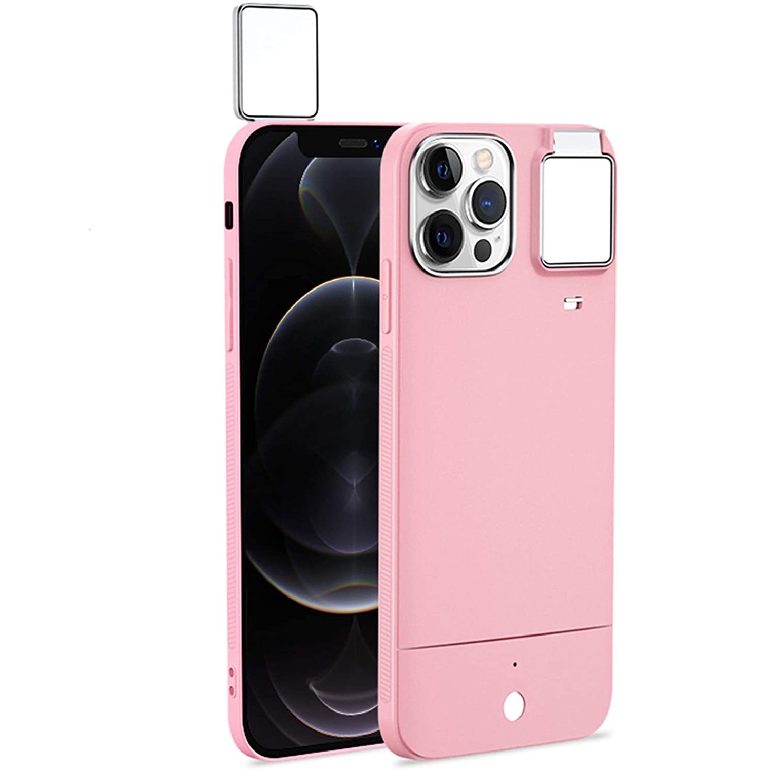 2021 New foreign trade LED Flash Universal Selfie Light Portable Mobile Phone case for iphone 12 mini pro max phone cover