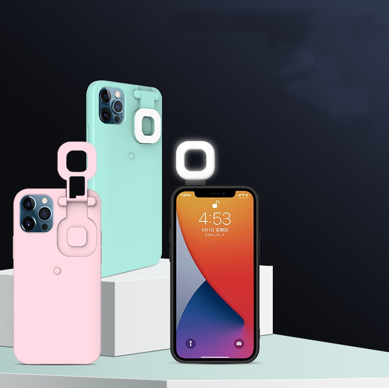 Ring fill flash Light Phone Case with holder LED Selfie Flashlight Light Up protective cover For iPhone11 12 13 pro mini Pro Max