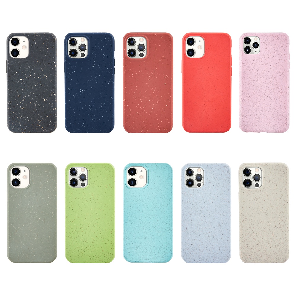 Custom Eco Friendly Wheat Straw Bio Degradable 100% Biodegradable Mobile Phone Cases For iPhone 6s 7 8 Xs Xr 11 12 13 Pro Max