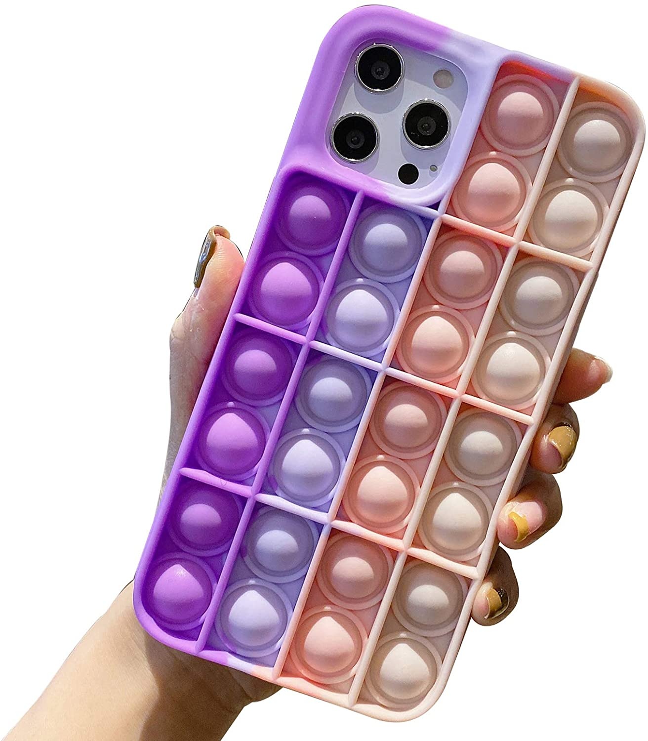 Silicone Relieve Stress Phone Cover  Popper Push Bubble Fidget Toy Phone Case for Iphone