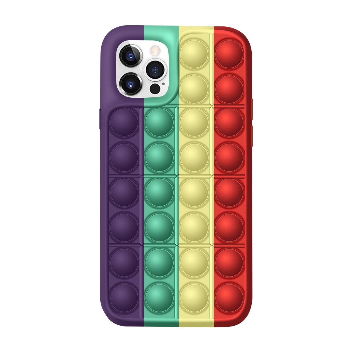Amazon Creative Silicone Soft Rainbow Push It Bubble Silicone Phone Case Bubble Pops It Fidget Phone Case For Iphone 12 MAX PRO