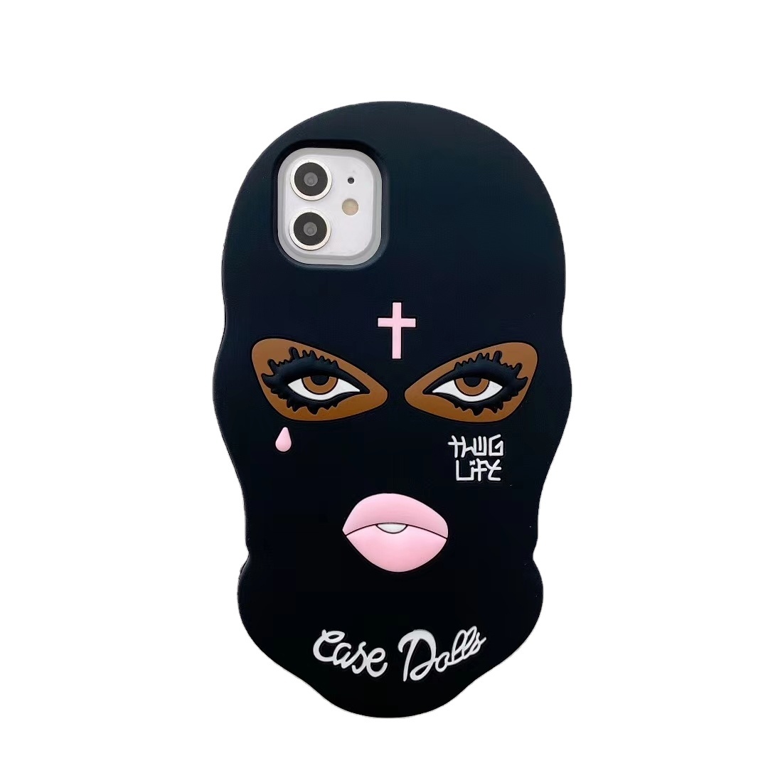 3D Black Face girl Silicon Phone Case for iPhone 11 Pro Max 7 Plus 8 6 6s X XR XS Case Dolls Black Unique Phone Case