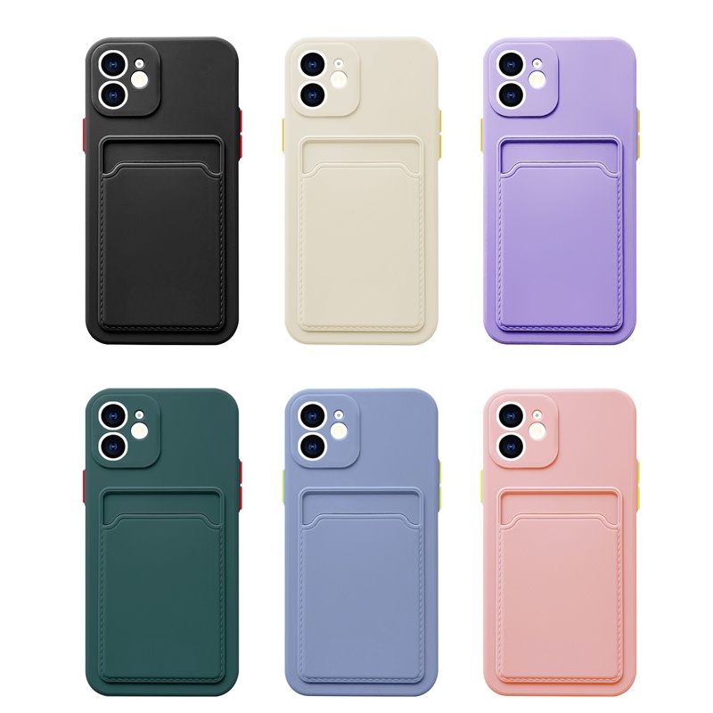 Wholesale TPU Silicone Phone Case with Card Holder for iPhone 13 7 8 Se X Xr 12 Credit Card Wallet Phone Case
