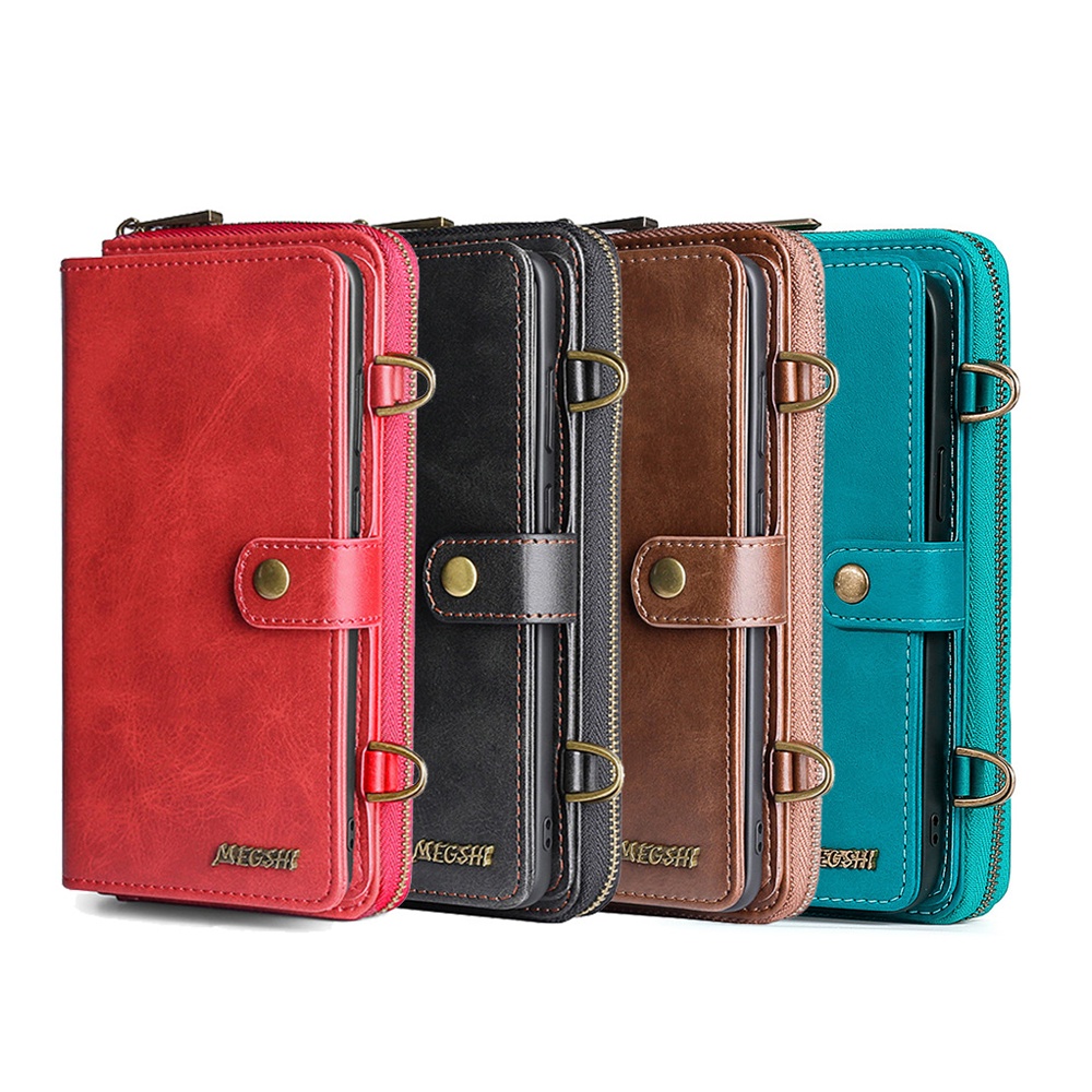 Multifunction Leather Shockproof Anti-fall Strap Card Pocket Wallet Cell Phone Case Covers  For iphone 13